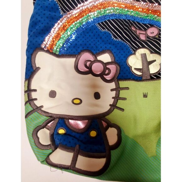 Hello Kitty Tote Bag Purse Quilted Sequins Metallic Embroidered Multiple Fabrics - Picture 6 of 11
